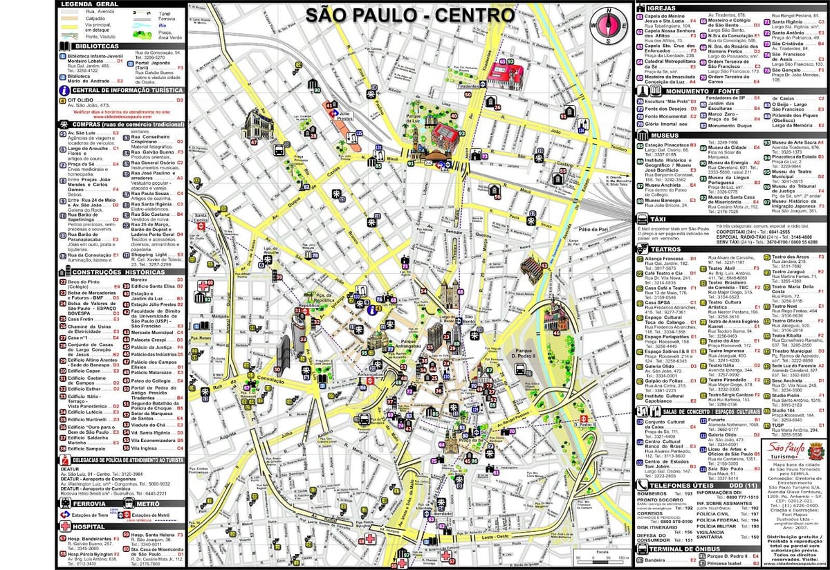 São Paulo tourism map
